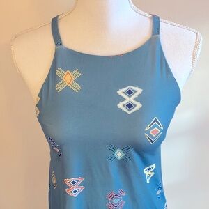 Patagonia Small teal southwestern print cross-back dress!